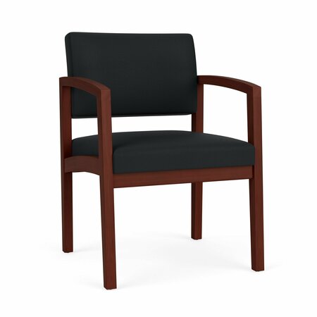 LESRO Lenox Wood Guest Chair Wood Frame, Mahogany, MD Black Upholstery LW1101
